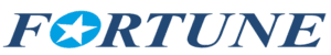 A blue and white logo for rtu